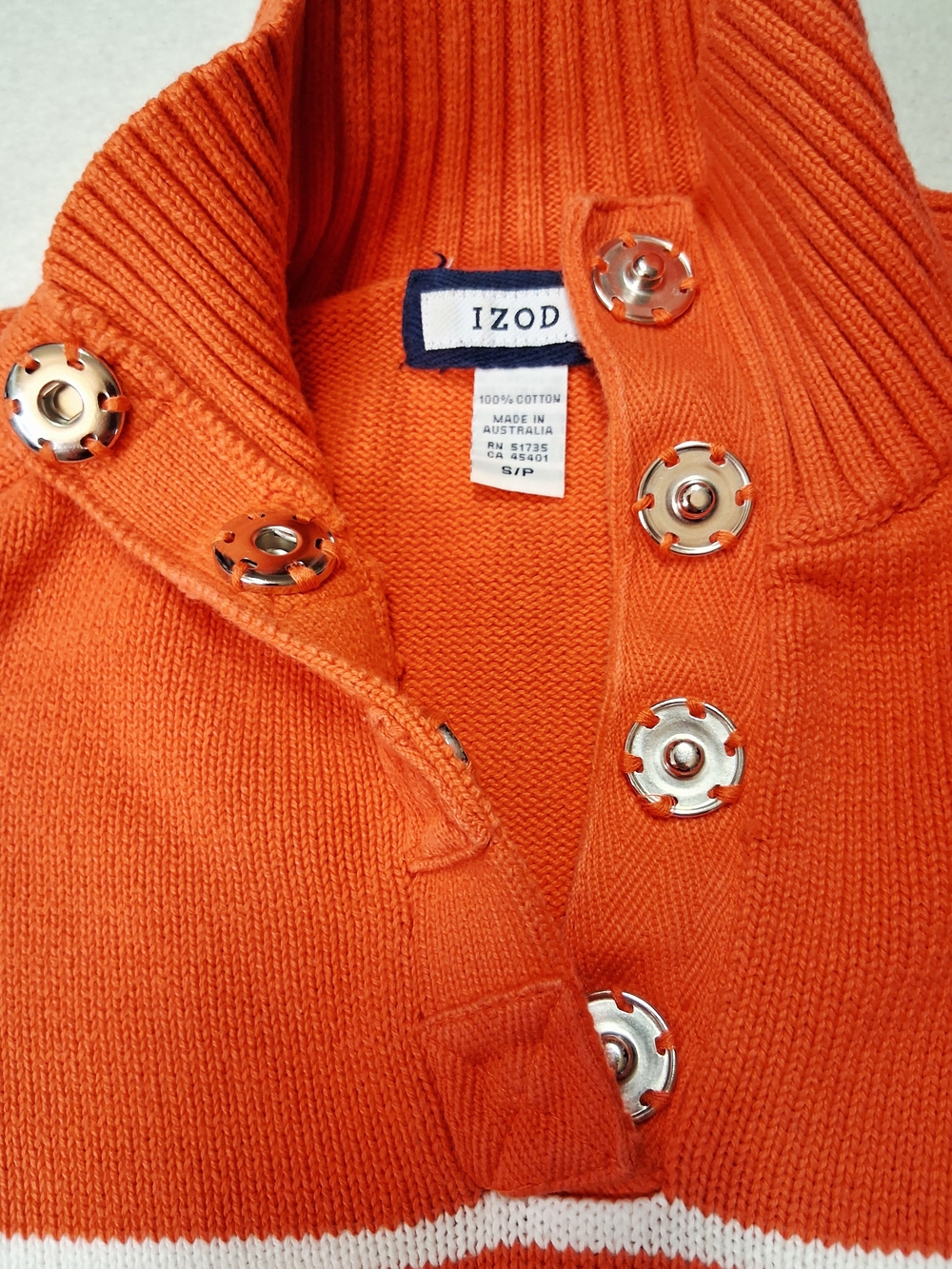 Izod Orange & White Striped Cowl Neck Sweater - Picture 3 of 5
